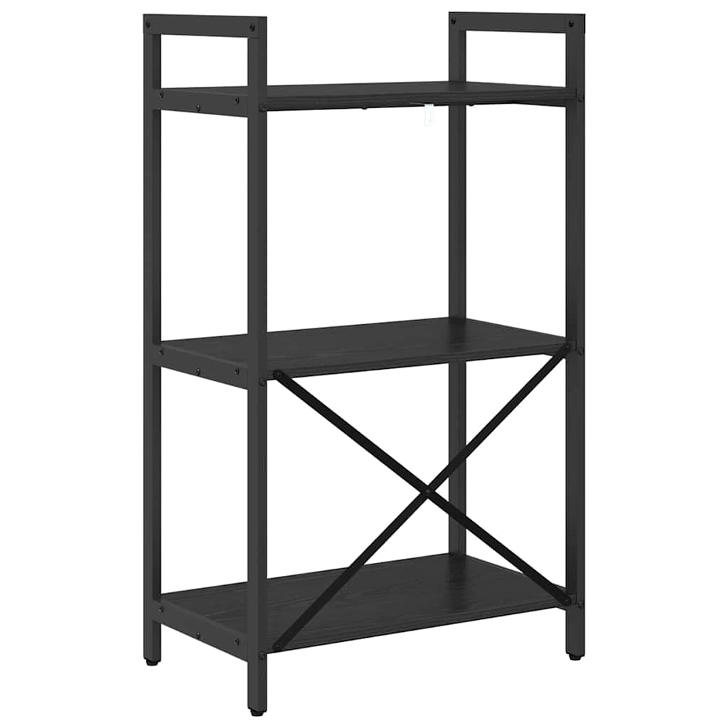 vidaXL Bookshelf 3-Tier 56 x 34 x 96 cm Engineered Wood Black Oak