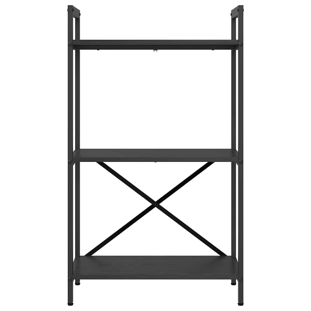 vidaXL Bookshelf 3-Tier 56 x 34 x 96 cm Engineered Wood Black Oak