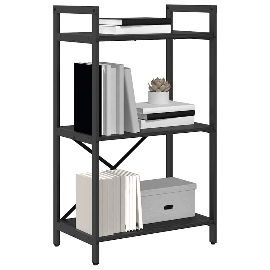 vidaXL Bookshelf 3-Tier 56 x 34 x 96 cm Engineered Wood Black Oak