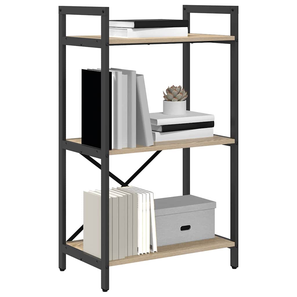 vidaXL Bookshelf 3-Tier 56 x 34 x 96 cm Engineered Wood Sonoma Oak