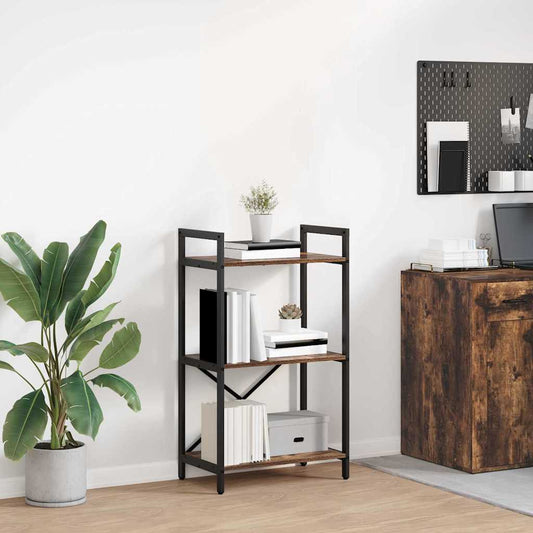 vidaXL Bookshelf 3-Tier 56 x 34 x 96 cm Engineered Wood Smoked Oak