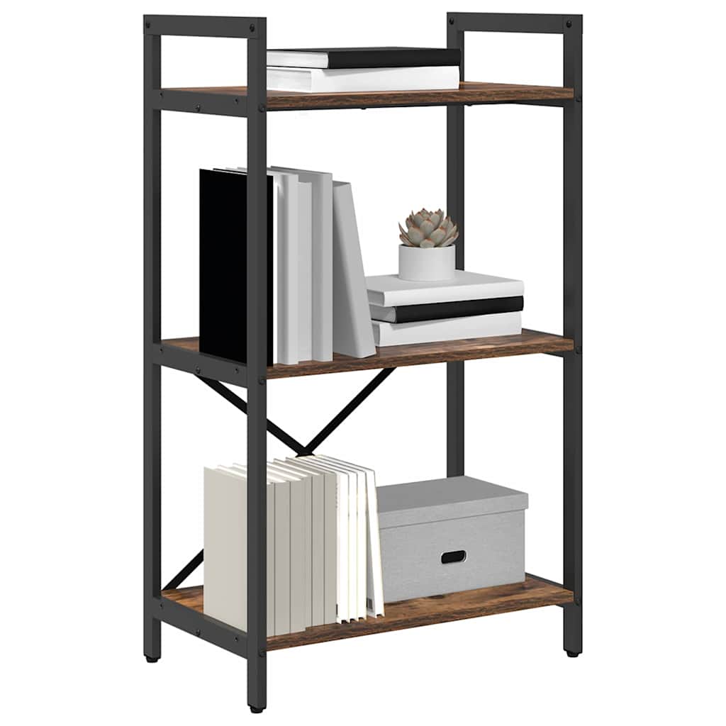 vidaXL Bookshelf 3-Tier 56 x 34 x 96 cm Engineered Wood Smoked Oak