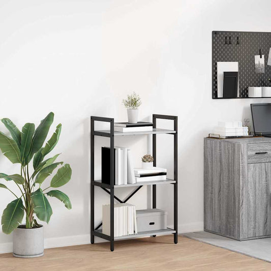 vidaXL Bookshelf 3-Tier 56 x 34 x 96 cm Engineered Wood Grey Sonoma