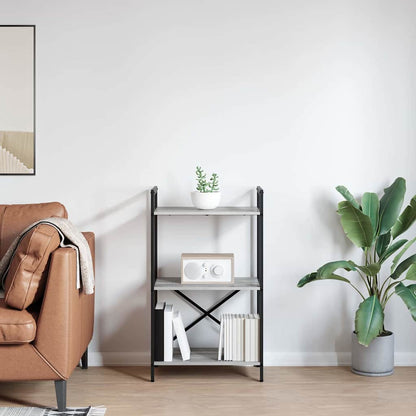 vidaXL Bookshelf 3-Tier 56 x 34 x 96 cm Engineered Wood Grey Sonoma