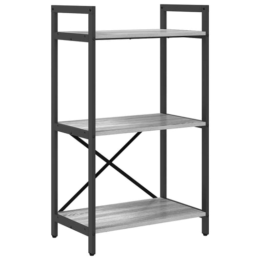 vidaXL Bookshelf 3-Tier 56 x 34 x 96 cm Engineered Wood Grey Sonoma