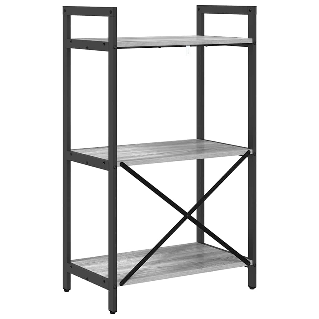 vidaXL Bookshelf 3-Tier 56 x 34 x 96 cm Engineered Wood Grey Sonoma