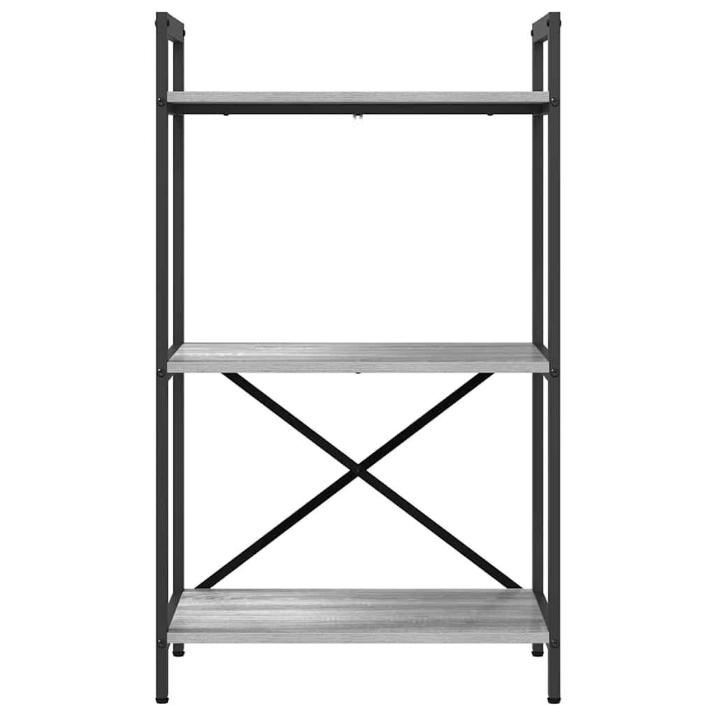 vidaXL Bookshelf 3-Tier 56 x 34 x 96 cm Engineered Wood Grey Sonoma