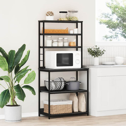 vidaXL Kitchen Shelf 5-Tier 80 x 40 x 168 cm Engineered Wood Black Oak