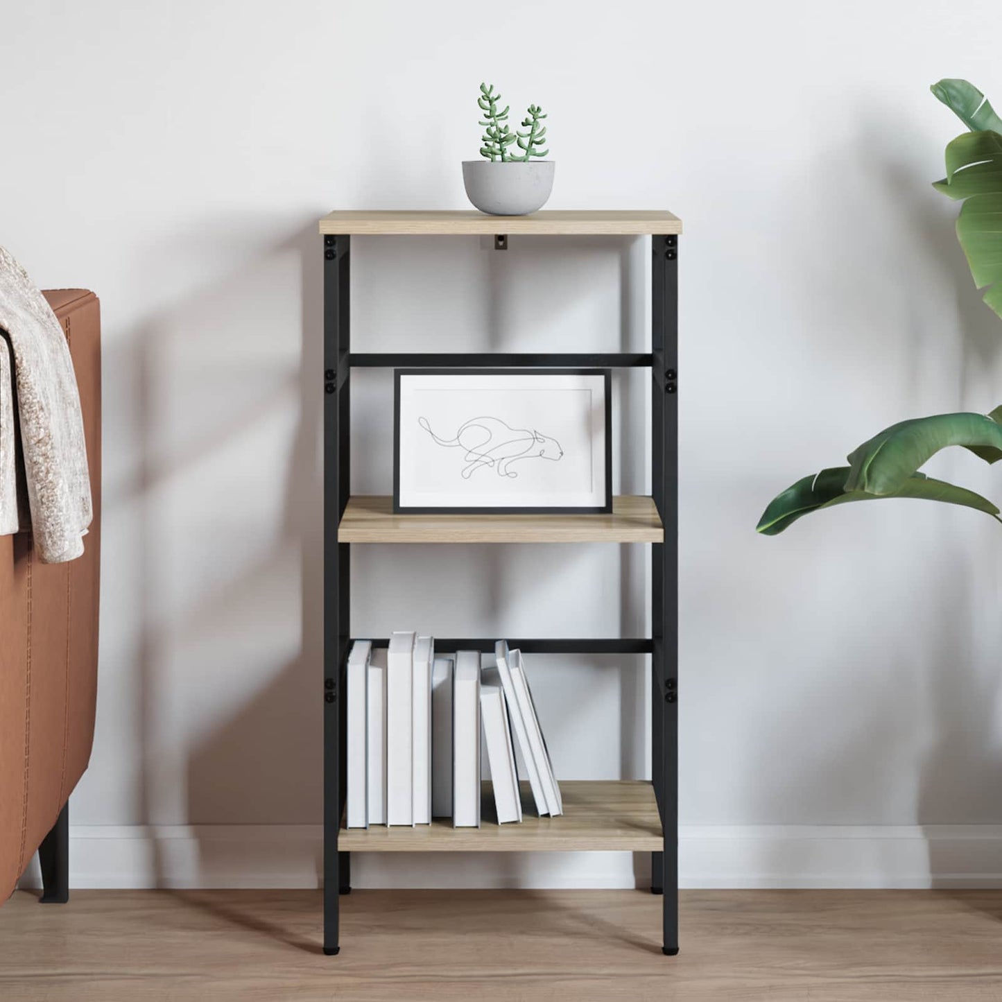 vidaXL Bookshelf 2-Tier 40 x 29.5 x 81 cm Engineered Wood Sonoma Oak