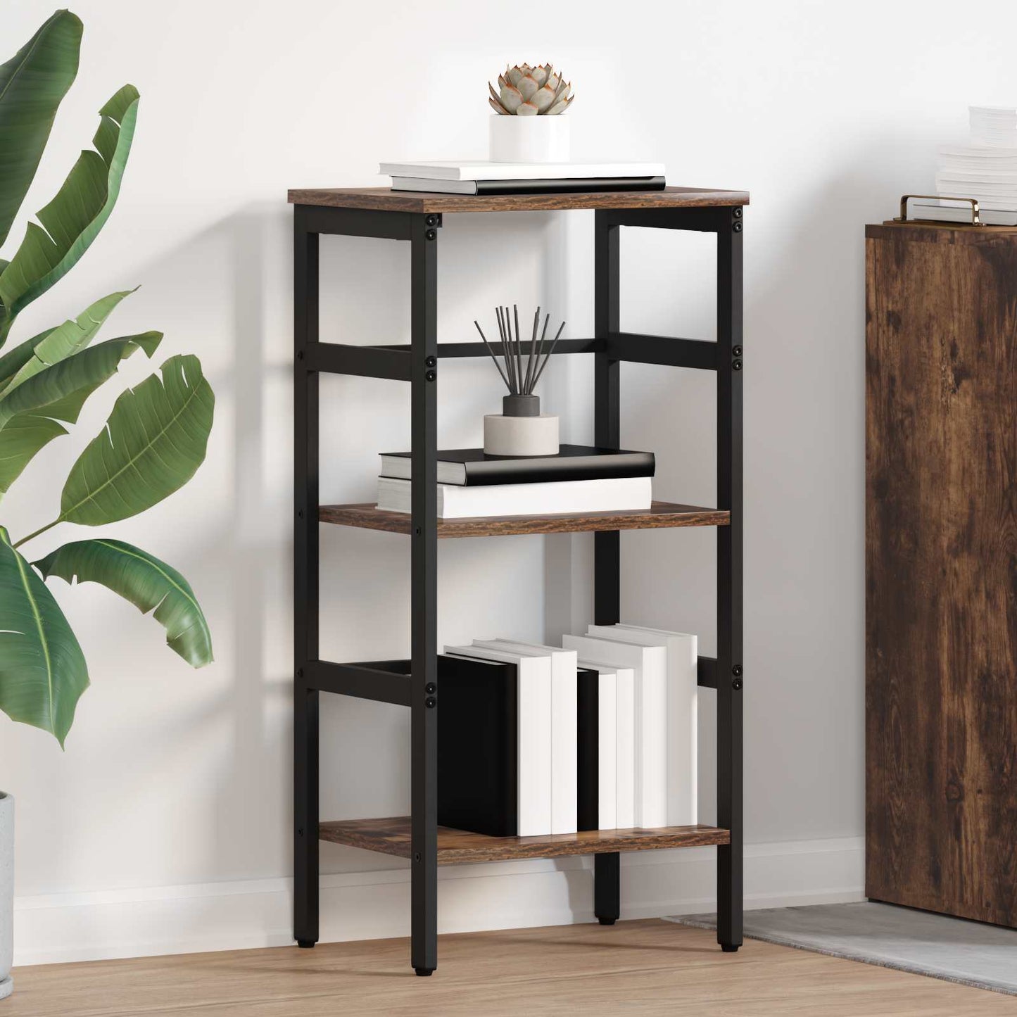 vidaXL Bookshelf 2-Tier 40 x 29.5 x 81 cm Engineered Wood Smoked Oak