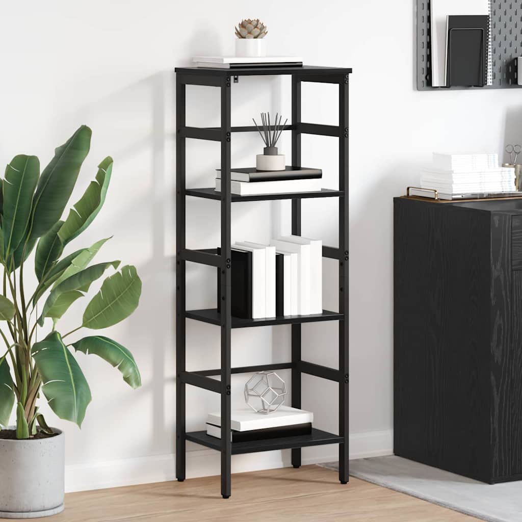 vidaXL Bookshelf 3-Tier 40 x 29.5 x 115 cm Engineered Wood Black Oak