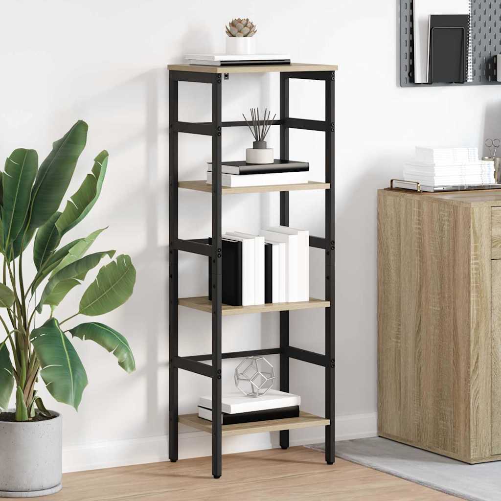 vidaXL Bookshelf 3-Tier 40 x 29.5 x 115 cm Engineered Wood Sonoma Oak