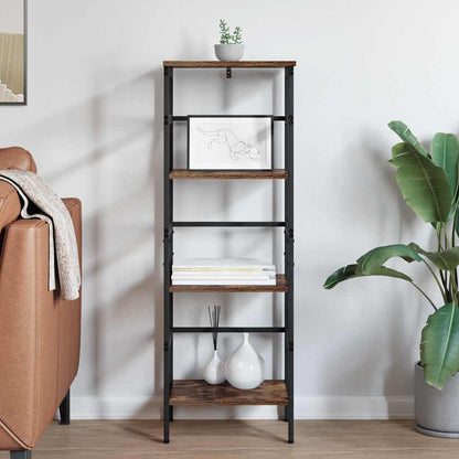 vidaXL Bookshelf 3-Tier 40 x 29.5 x 115 cm Engineered Wood Smoked Oak