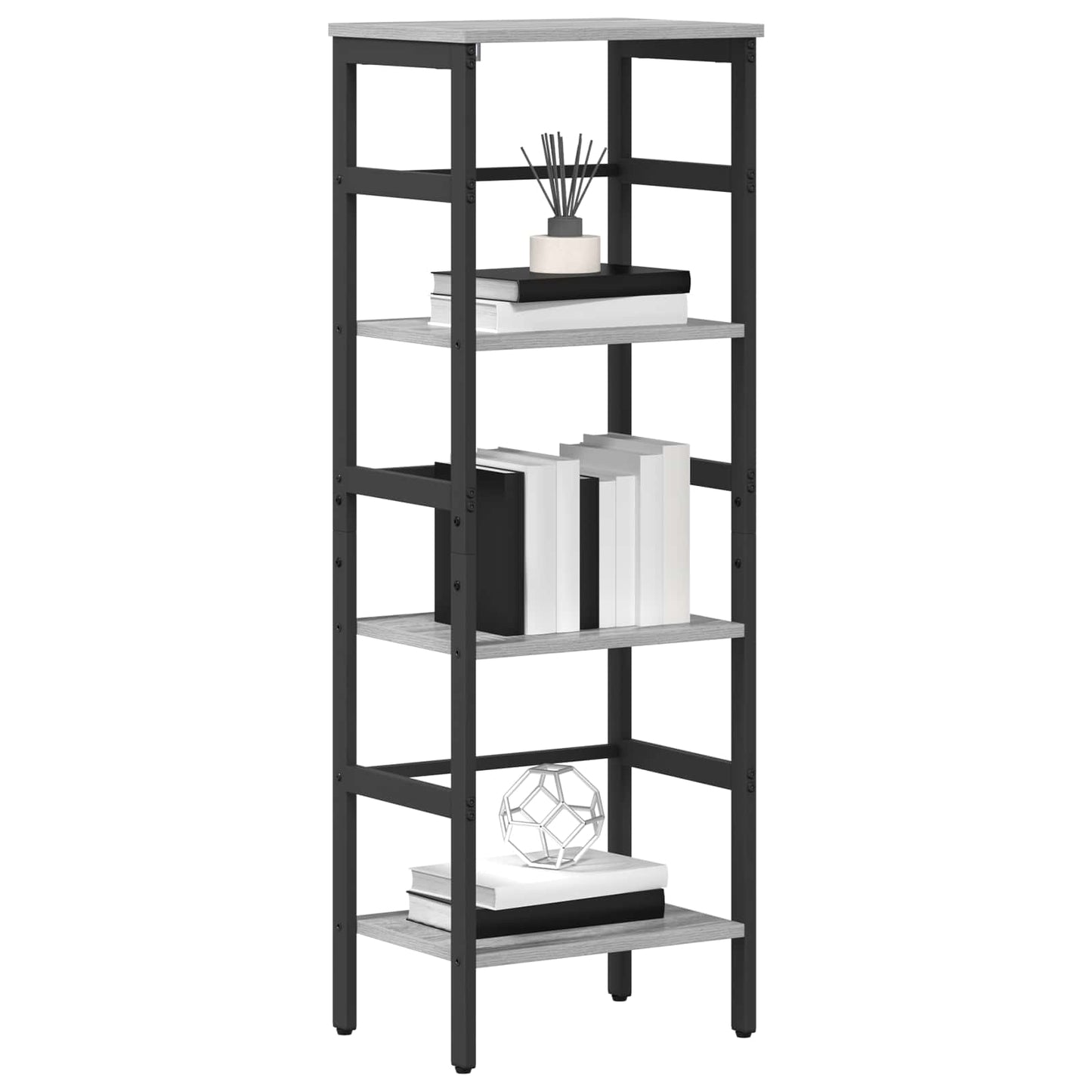 vidaXL Bookshelf 3-Tier 40 x 29.5 x 115 cm Engineered Wood Grey Sonoma