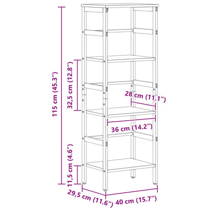 vidaXL Bookshelf Grey Sonoma 40 x 29.5 x 115 cm Engineered Wood