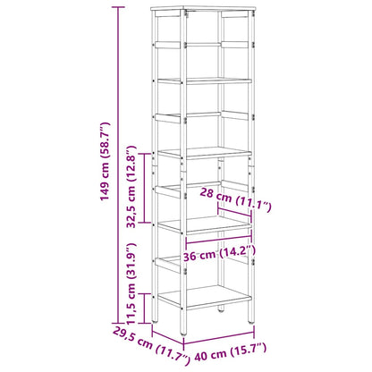 vidaXL Bookshelf Sonoma Oak 40 x 29.5 x 149 cm Engineered Wood