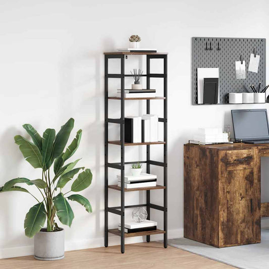 vidaXL Bookshelf 4-Tier 40 x 29.5 x 149 cm Engineered Wood Smoked Oak