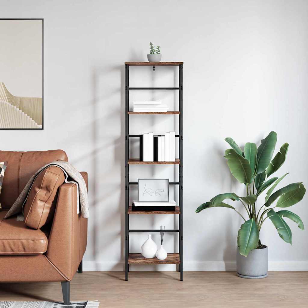 vidaXL Bookshelf 4-Tier 40 x 29.5 x 149 cm Engineered Wood Smoked Oak