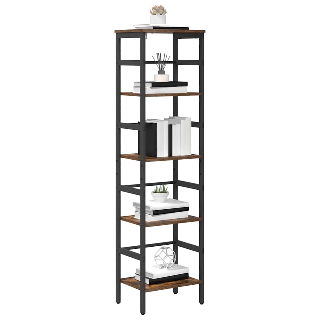 vidaXL Bookshelf 4-Tier 40 x 29.5 x 149 cm Engineered Wood Smoked Oak