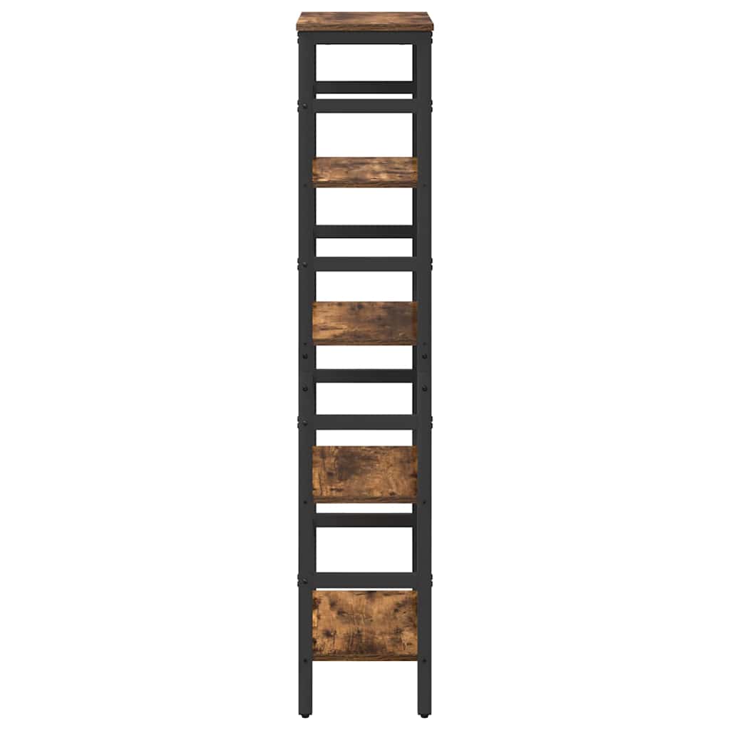 vidaXL Bookshelf 4-Tier 40 x 29.5 x 149 cm Engineered Wood Smoked Oak