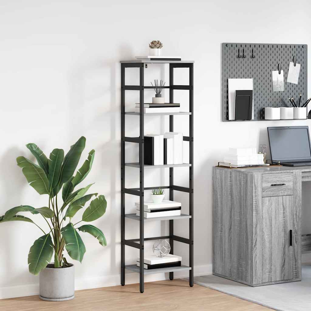 vidaXL Bookshelf 4-Tier 40 x 29.5 x 149 cm Engineered Wood Grey Sonoma