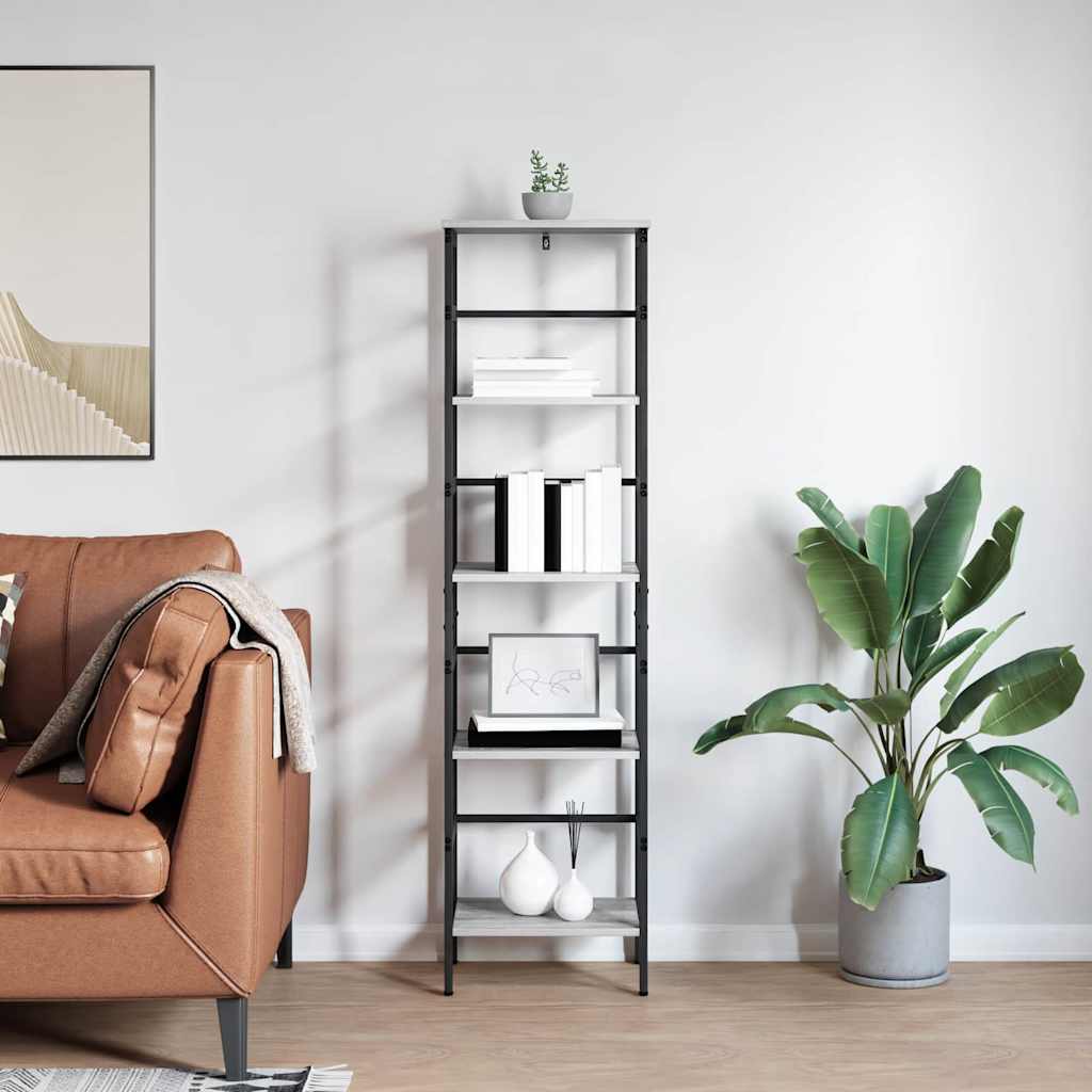 vidaXL Bookshelf 4-Tier 40 x 29.5 x 149 cm Engineered Wood Grey Sonoma