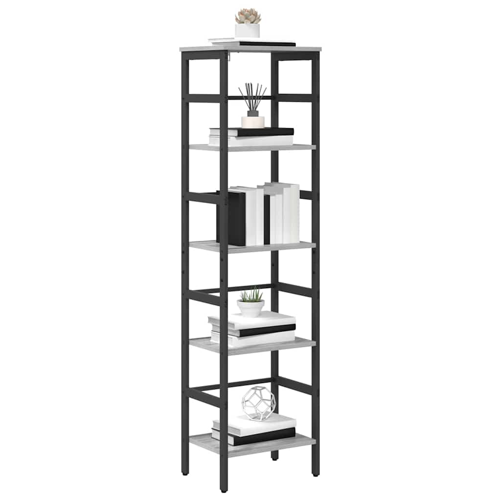 vidaXL Bookshelf 4-Tier 40 x 29.5 x 149 cm Engineered Wood Grey Sonoma