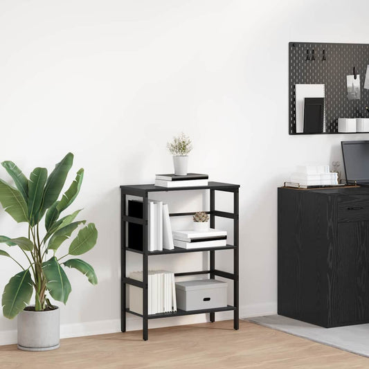 vidaXL Bookshelf 2-Tier 60 x 29.5 x 81 cm Engineered Wood Black Oak