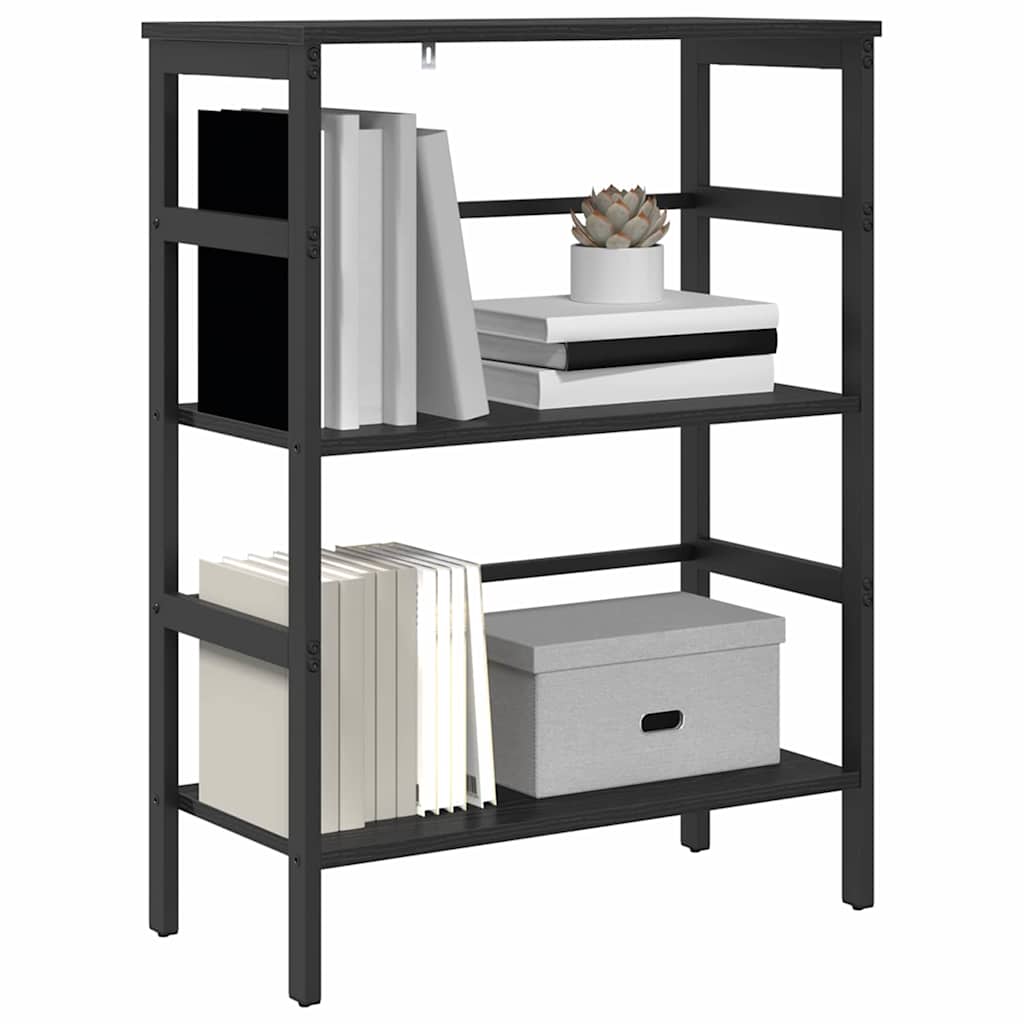 vidaXL Bookshelf 2-Tier 60 x 29.5 x 81 cm Engineered Wood Black Oak