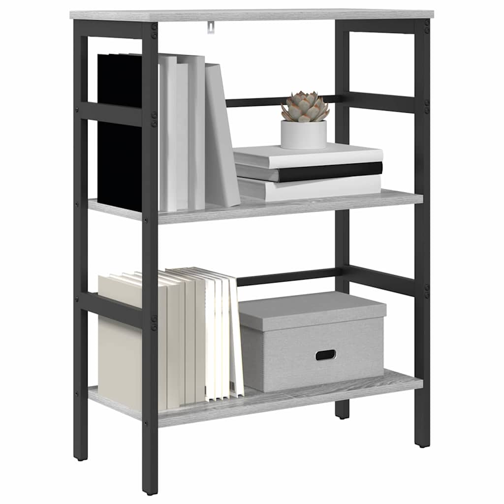 vidaXL Bookshelf 2-Tier 60 x 29.5 x 81 cm Engineered Wood Grey Sonoma