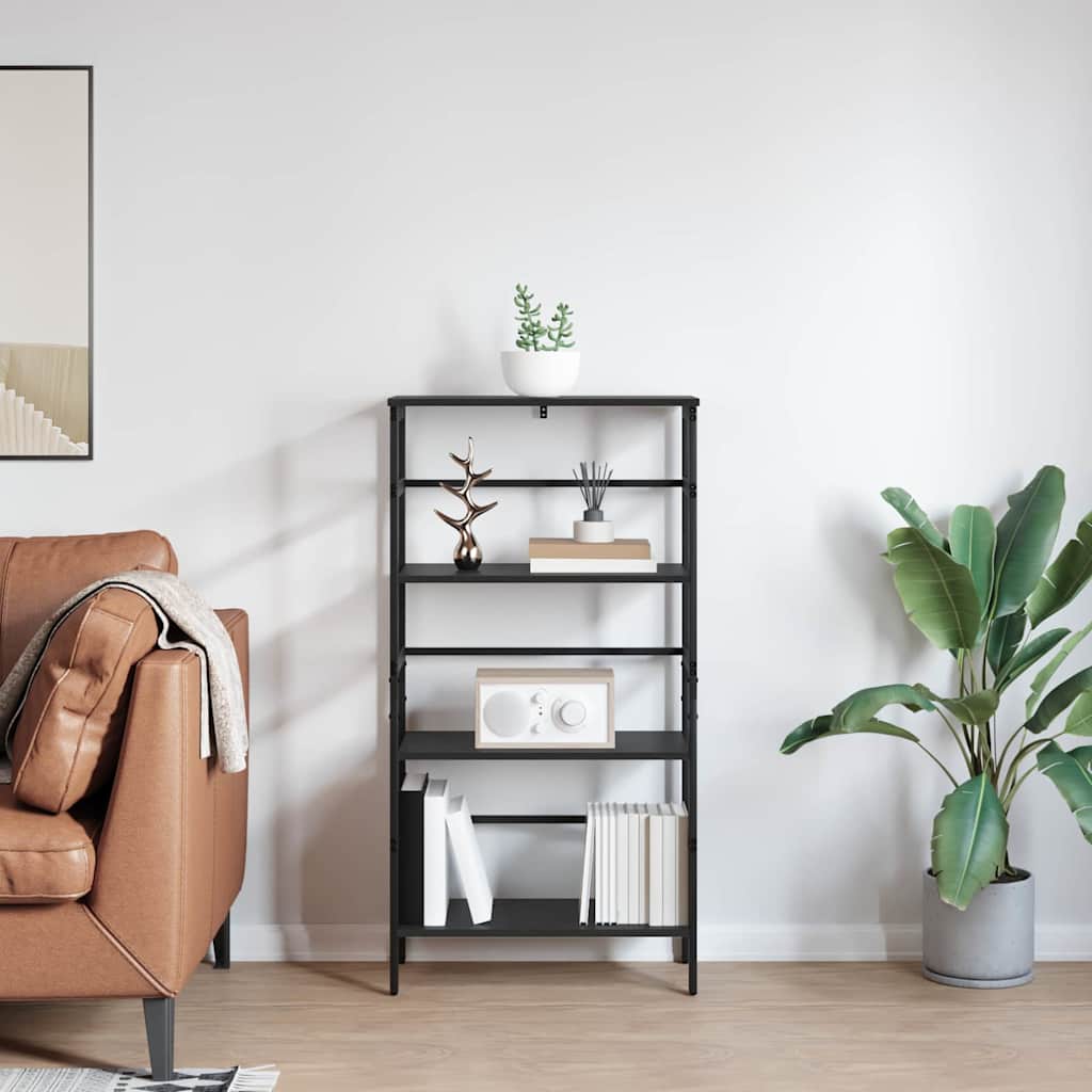 vidaXL Bookshelf 3-Tier 60 x 29.5 x 115 cm Engineered Wood Black Oak