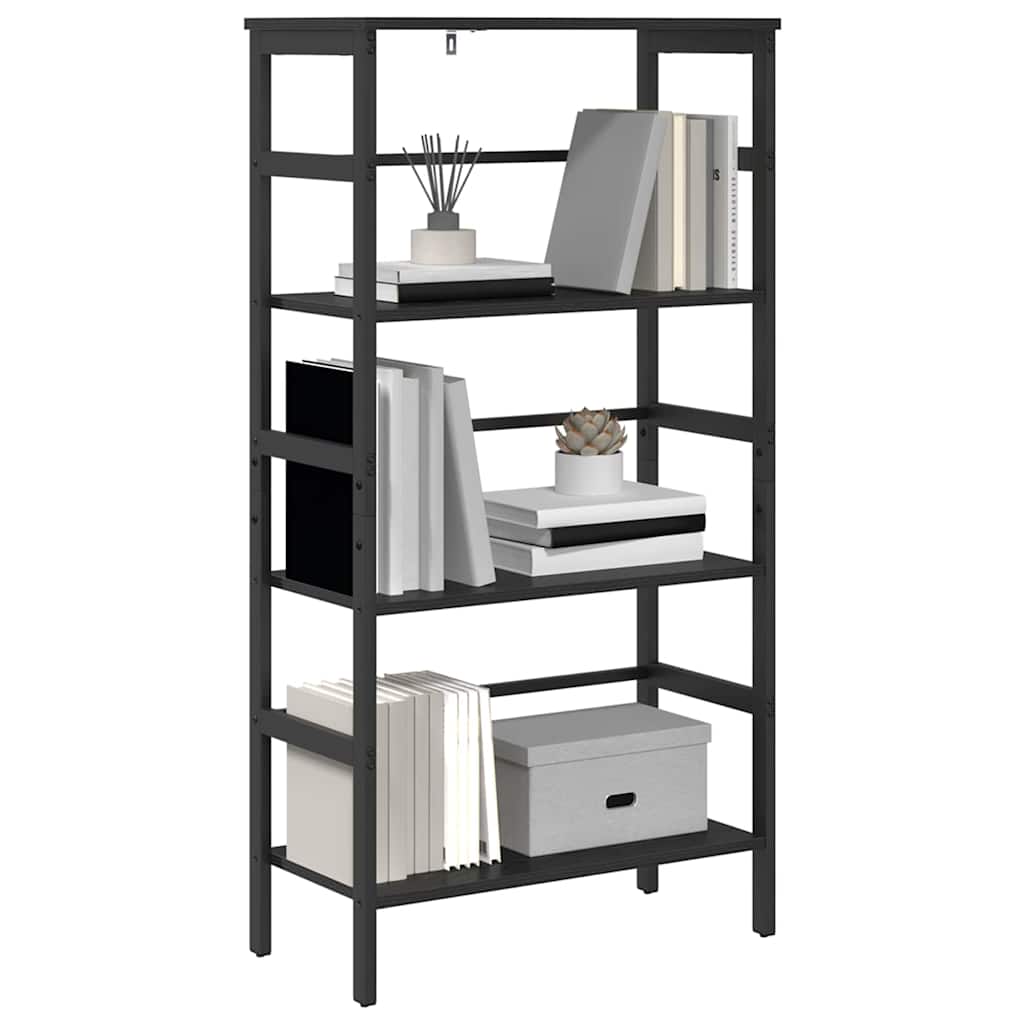 vidaXL Bookshelf 3-Tier 60 x 29.5 x 115 cm Engineered Wood Black Oak