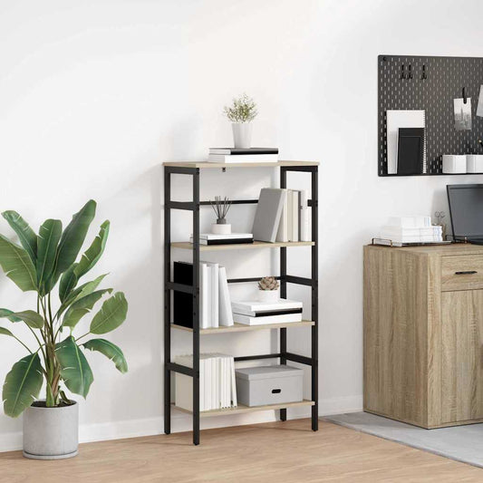 vidaXL Bookshelf 3-Tier 60 x 29.5 x 115 cm Engineered Wood Sonoma Oak