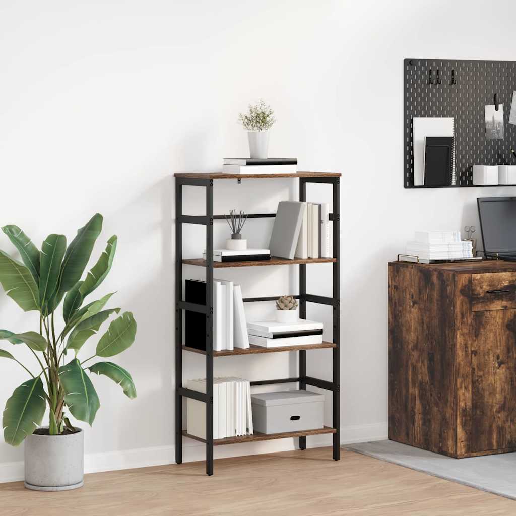 vidaXL Bookshelf 3-Tier 60 x 29.5 x 115 cm Engineered Wood Smoked Oak