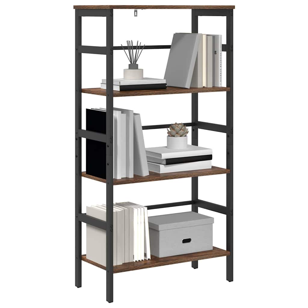 vidaXL Bookshelf 3-Tier 60 x 29.5 x 115 cm Engineered Wood Smoked Oak