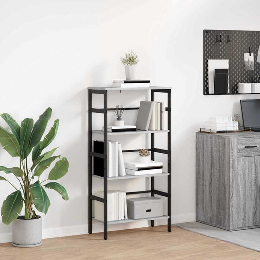 vidaXL Bookshelf 3-Tier 60 x 29.5 x 115 cm Engineered Wood Grey Sonoma