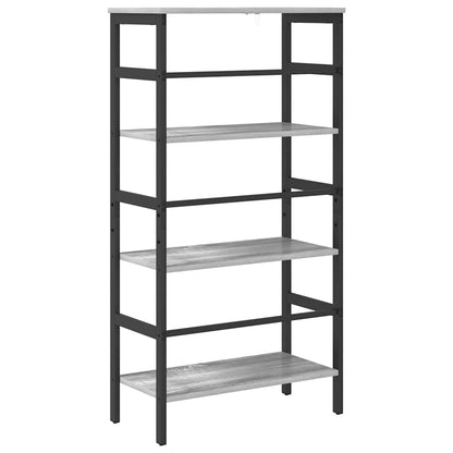 vidaXL Bookshelf 3-Tier 60 x 29.5 x 115 cm Engineered Wood Grey Sonoma