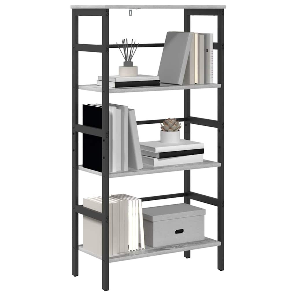vidaXL Bookshelf 3-Tier 60 x 29.5 x 115 cm Engineered Wood Grey Sonoma