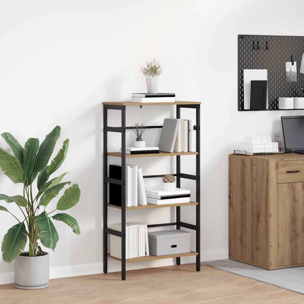 vidaXL Bookshelf 3-Tier 60 x 29.5 x 115 cm Engineered Wood Artisan Oak