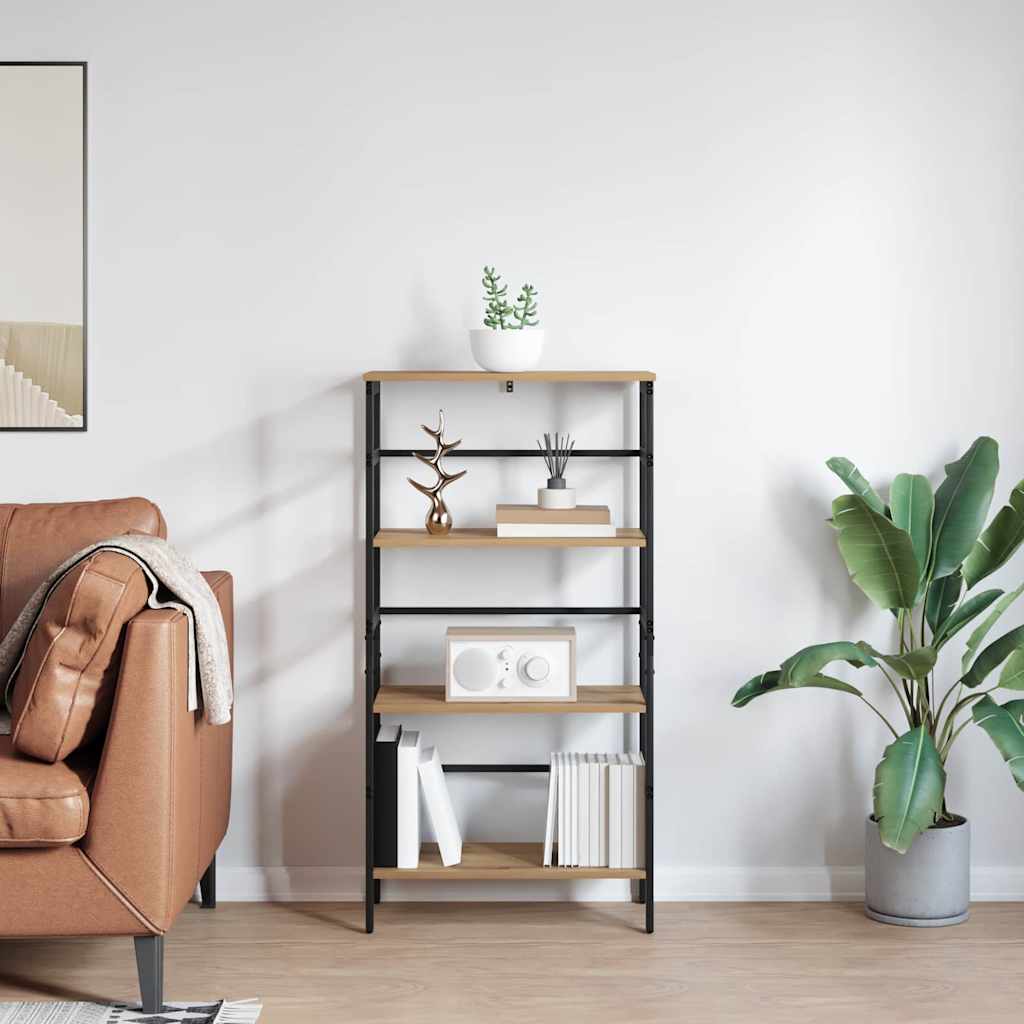 vidaXL Bookshelf 3-Tier 60 x 29.5 x 115 cm Engineered Wood Artisan Oak