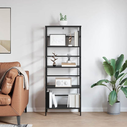 vidaXL Bookshelf 4-Tier 60 x 29.5 x 149 cm Engineered Wood Black Oak