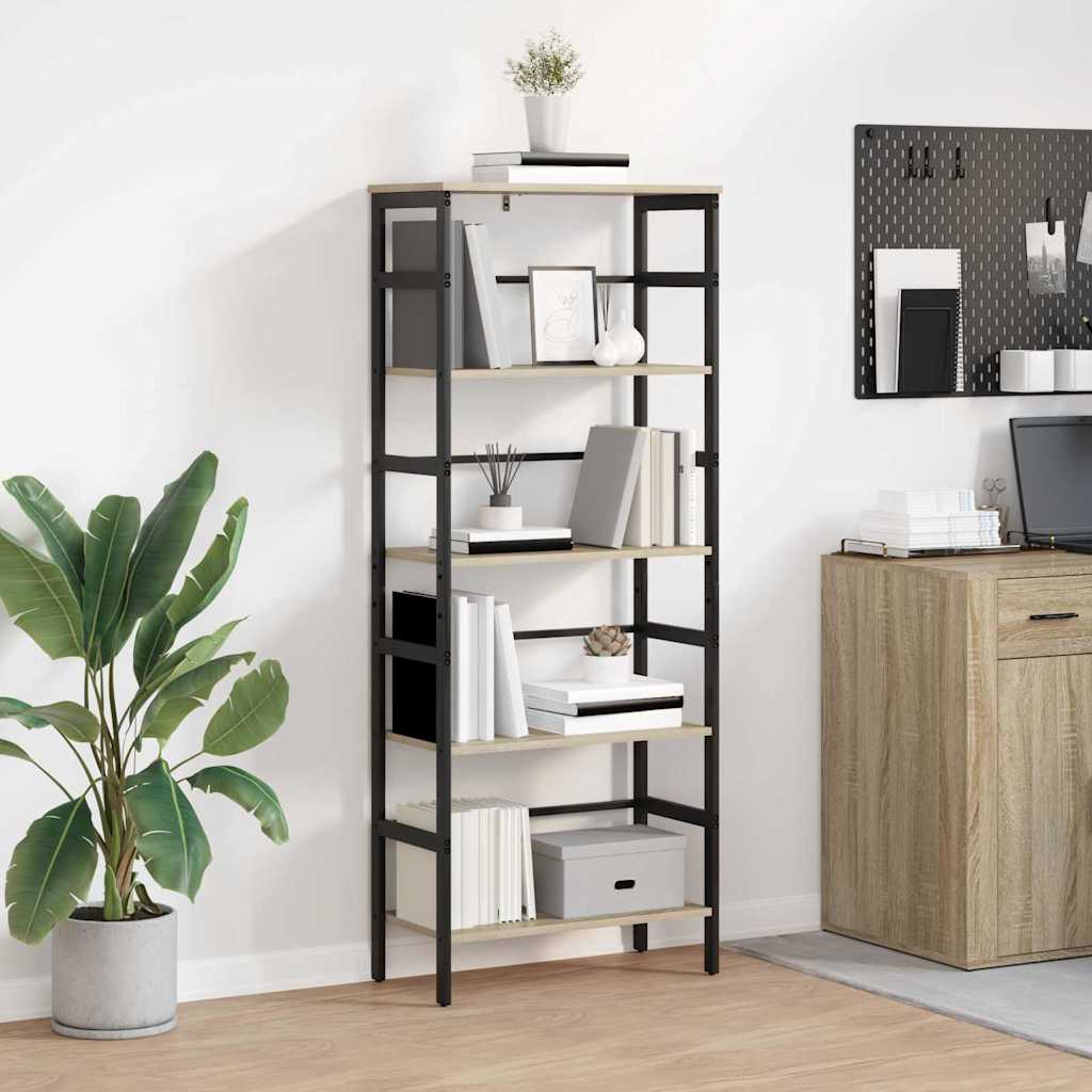 vidaXL Bookshelf 4-Tier 60 x 29.5 x 149 cm Engineered Wood Sonoma Oak