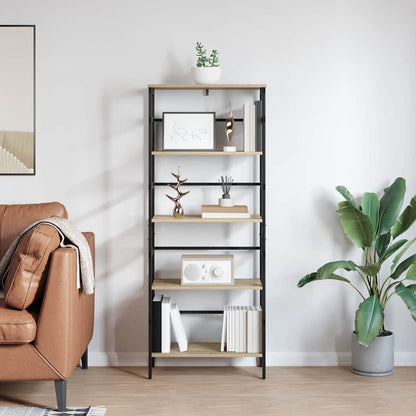 vidaXL Bookshelf 4-Tier 60 x 29.5 x 149 cm Engineered Wood Sonoma Oak