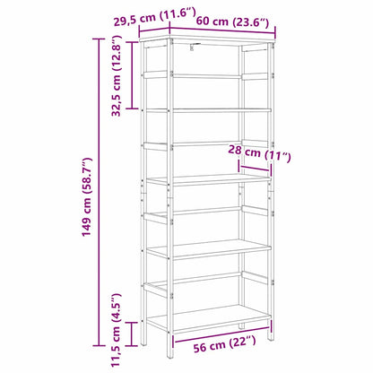 vidaXL Bookshelf Sonoma Oak 60 x 29.5 x 149 cm Engineered Wood