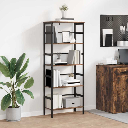 vidaXL Bookshelf 4-Tier 60 x 29.5 x 149 cm Engineered Wood Smoked Oak
