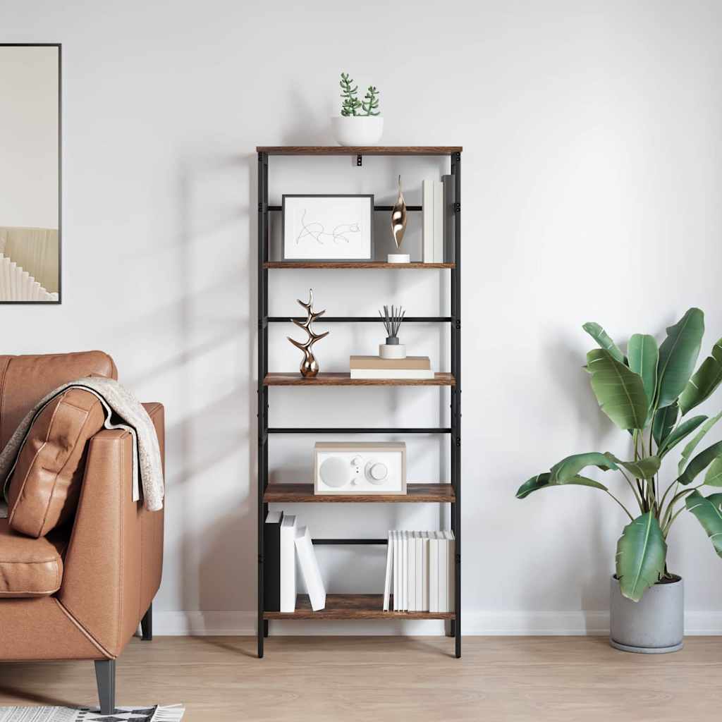 vidaXL Bookshelf 4-Tier 60 x 29.5 x 149 cm Engineered Wood Smoked Oak