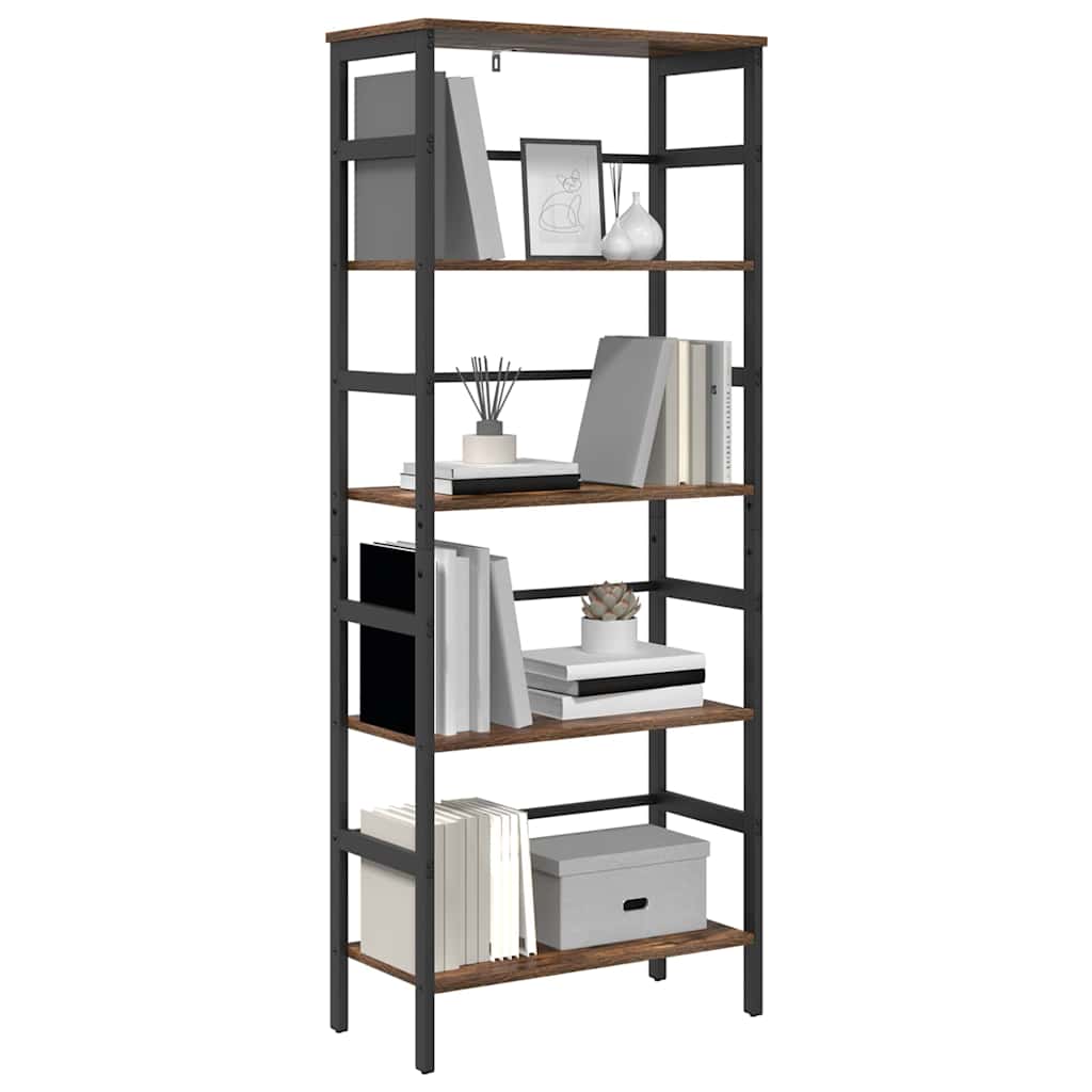 vidaXL Bookshelf 4-Tier 60 x 29.5 x 149 cm Engineered Wood Smoked Oak