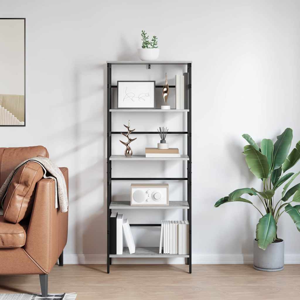 vidaXL Bookshelf 4-Tier 60 x 29.5 x 149 cm Engineered Wood Grey Sonoma