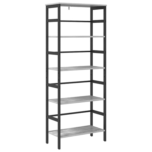 vidaXL Bookshelf 4-Tier 60 x 29.5 x 149 cm Engineered Wood Grey Sonoma