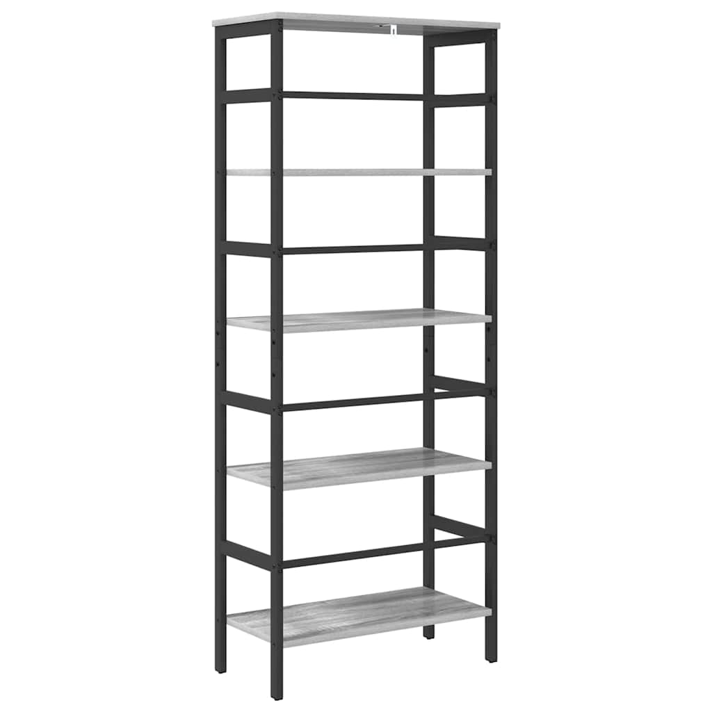 vidaXL Bookshelf 4-Tier 60 x 29.5 x 149 cm Engineered Wood Grey Sonoma